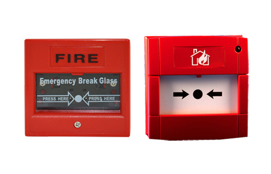 Examples of break glass call points for fire alarms