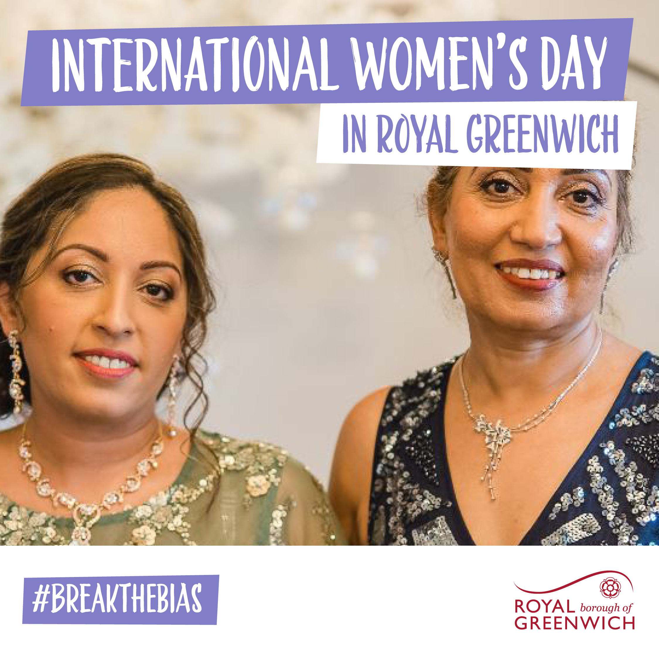 Photo of Meera Mavji and her mother, in an International Women's Day frame
