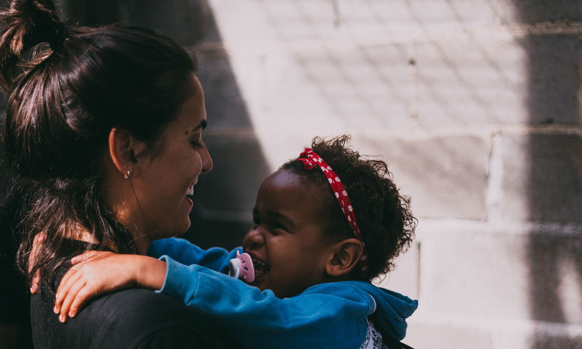 Woman and child embracing