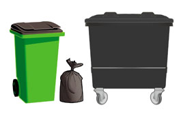Black-lidded bins and black sacks used for the Black non-recyclable collection service