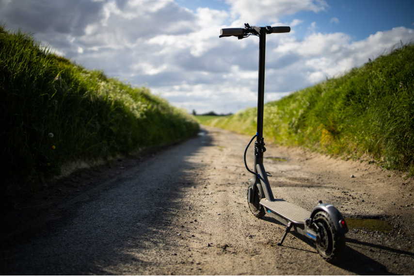 Electric scooter on off road track
