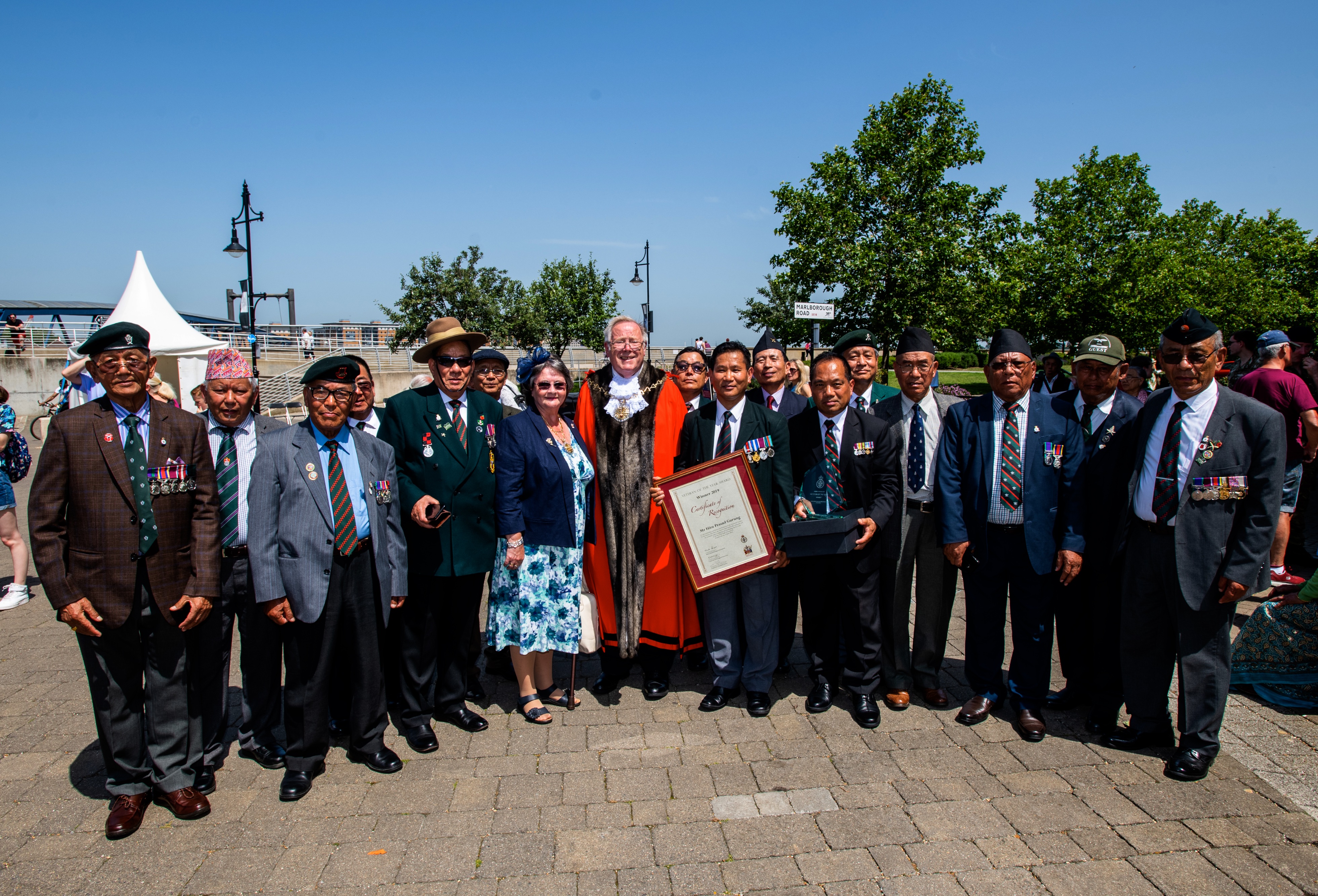 The Mayor with veterans at Armed Forces Day