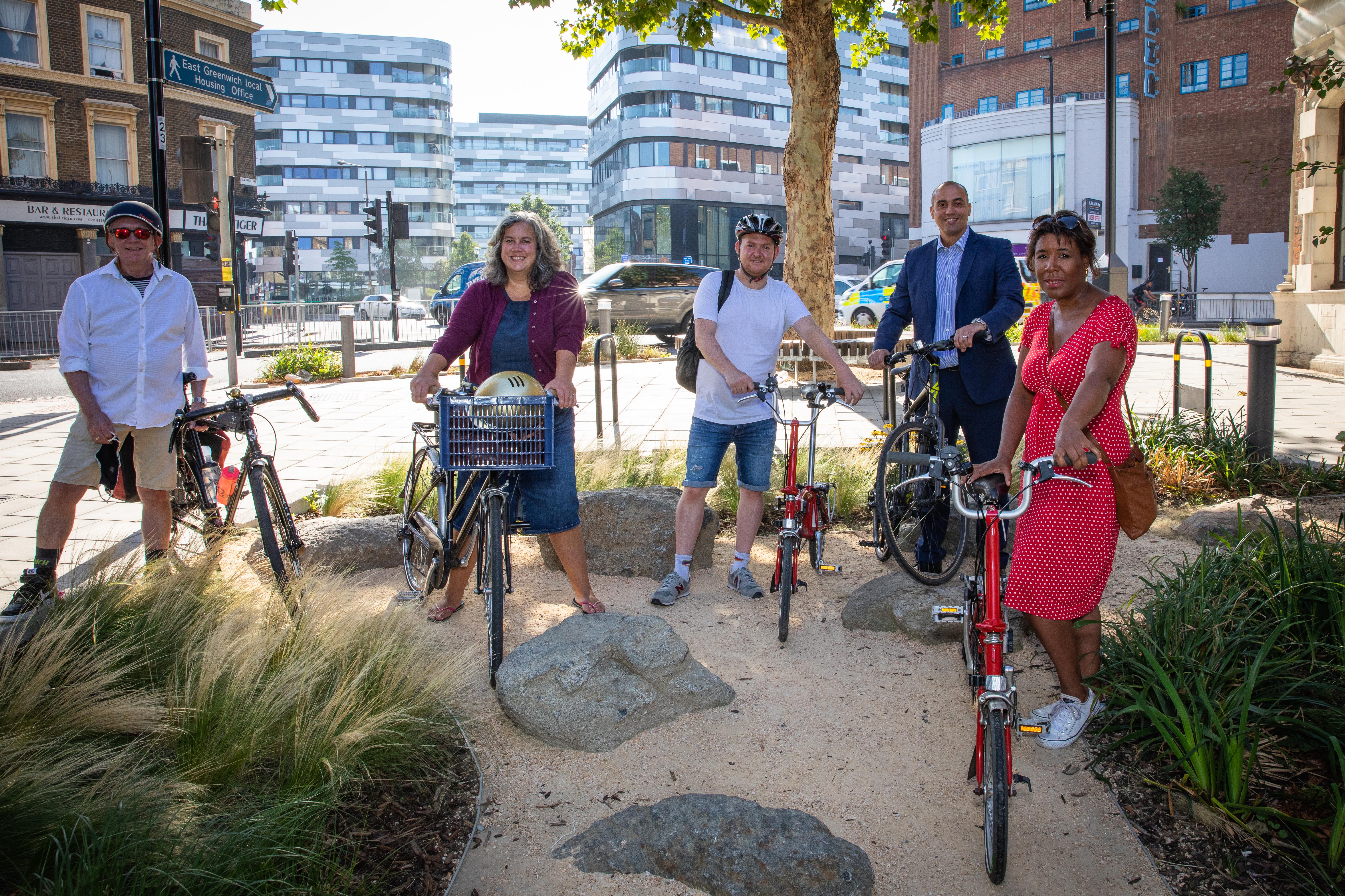 councillors standing with bicycles