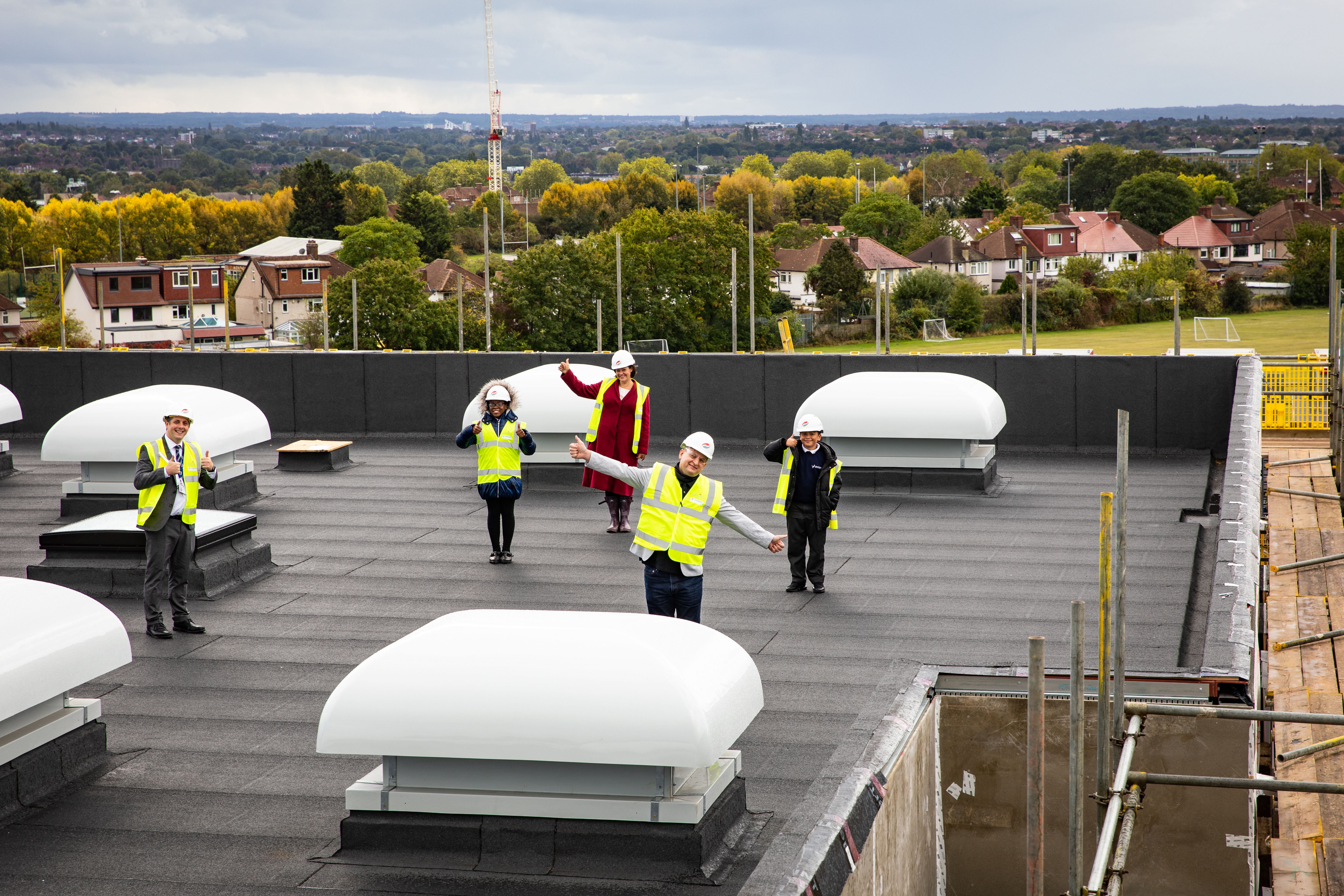 On the roof of the new Kidbrooke Park Primary School