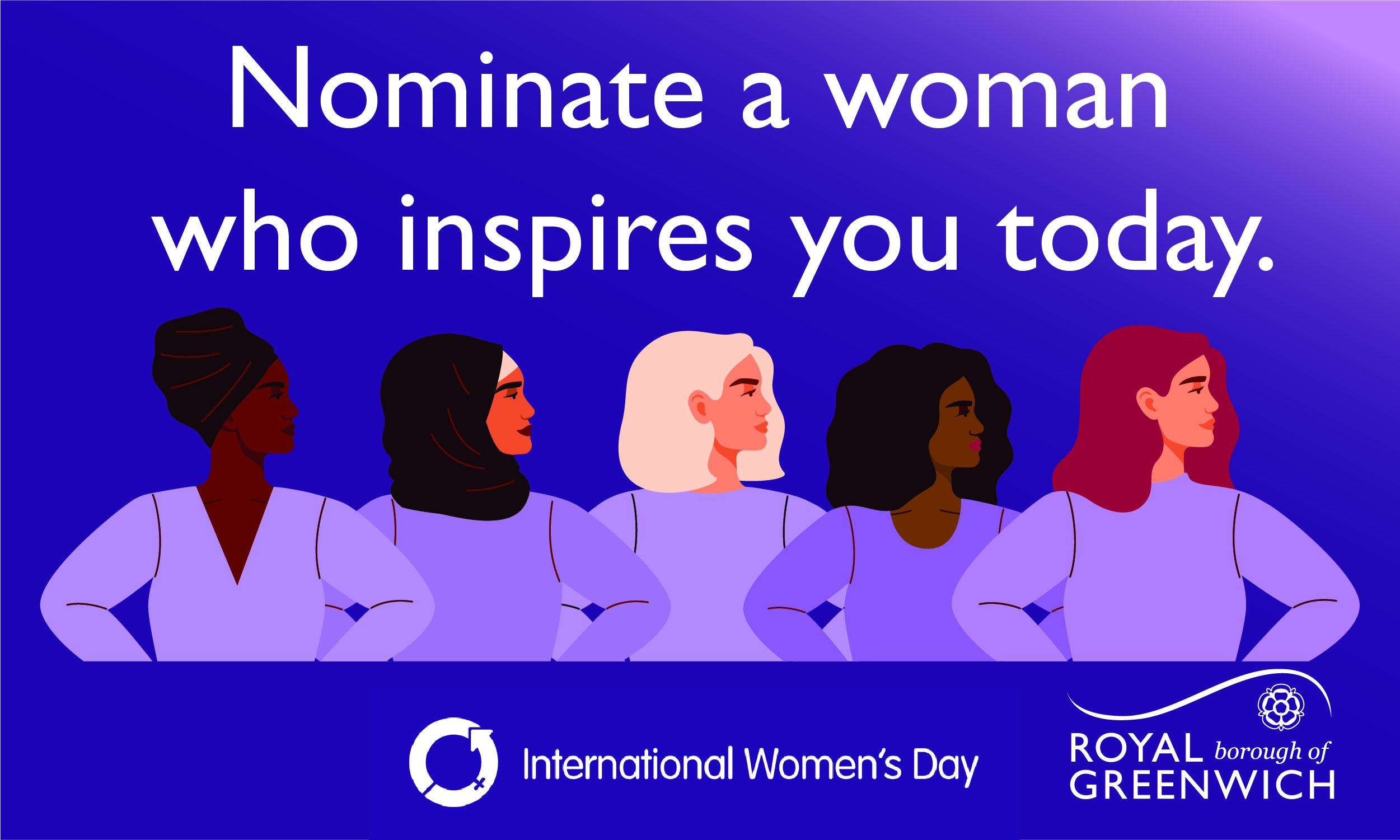 Illustration of five different women with their hands on their hips. Test reads Nominate a woman who inspires your today.