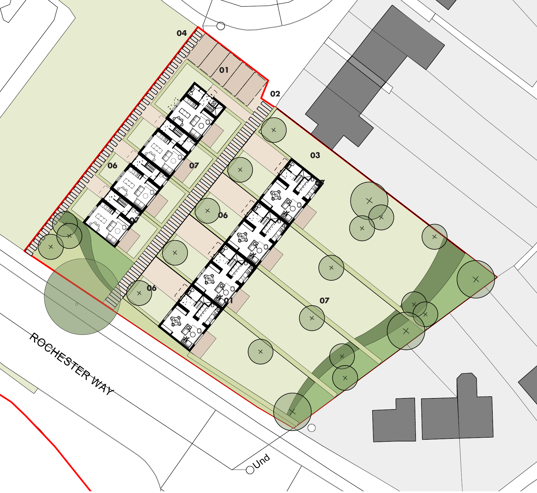 A site map showing how new homes at Bournbrook