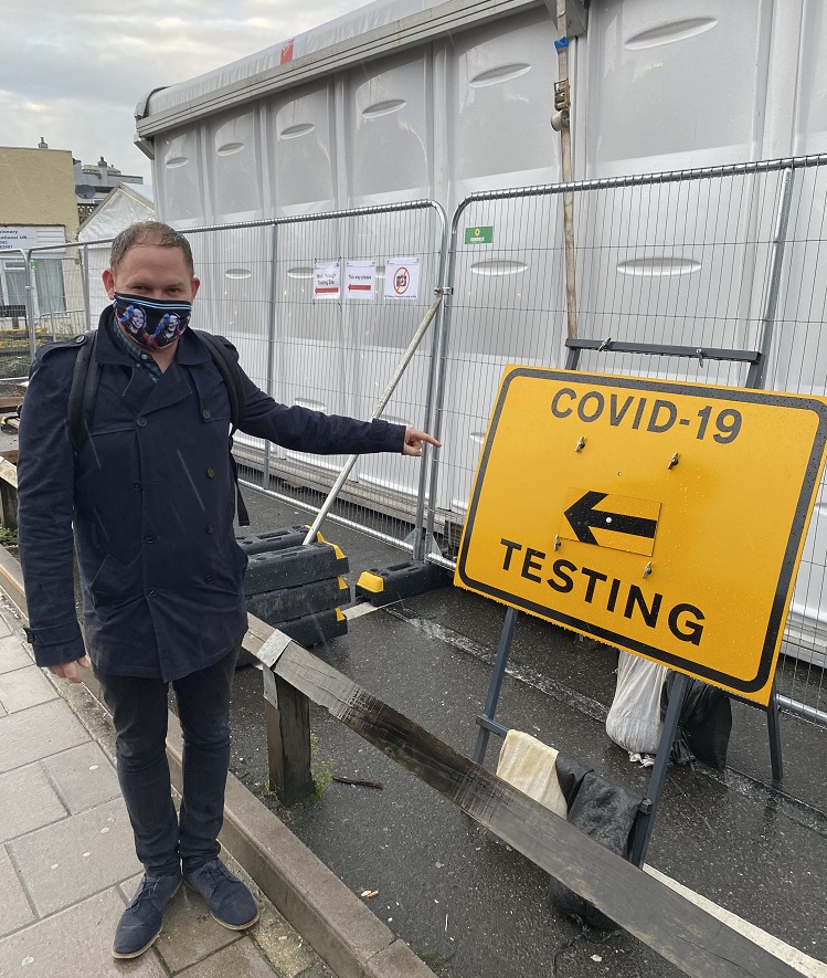 Cllr Danny Thorpe at the Abery Street testing centre