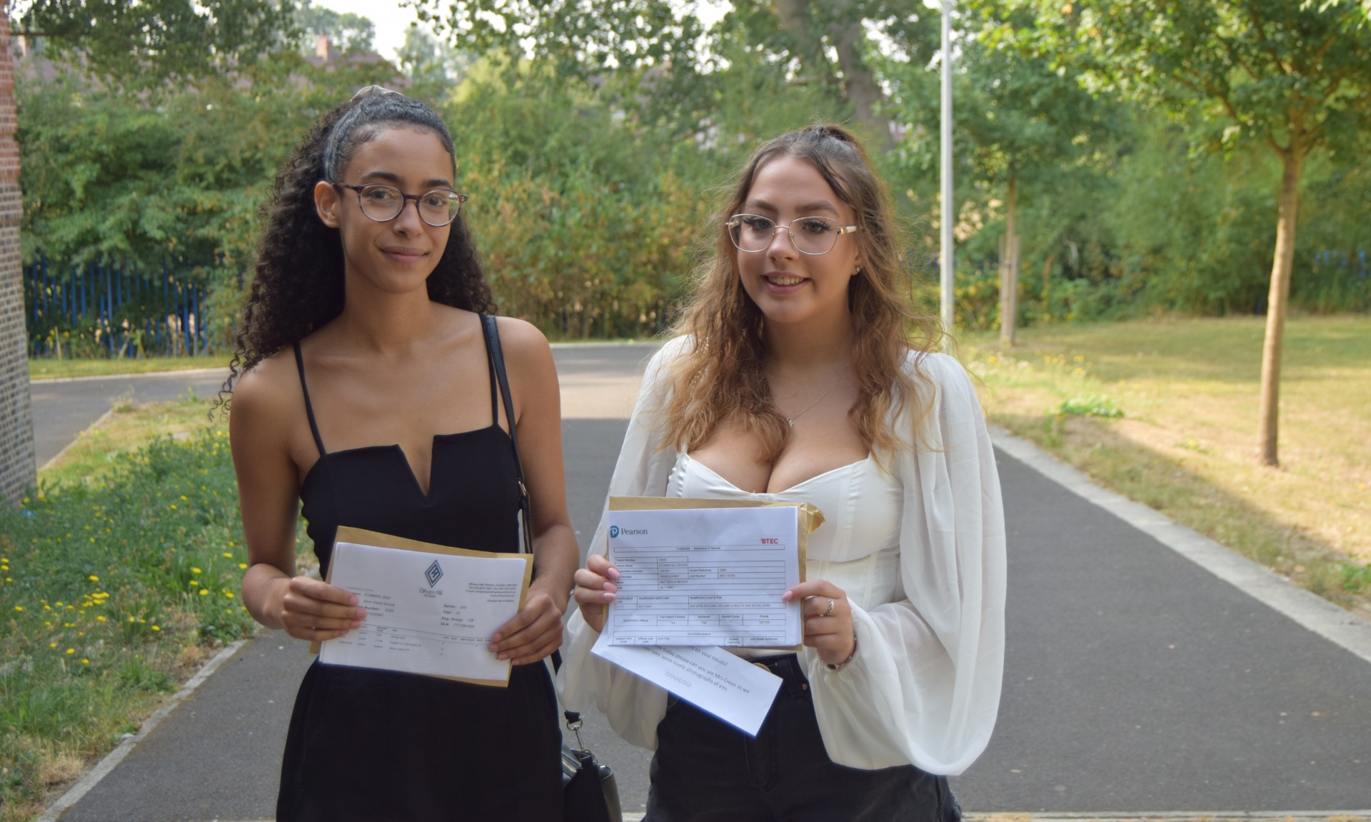 Any and Alice receiving their A Level results at Eltham Hill