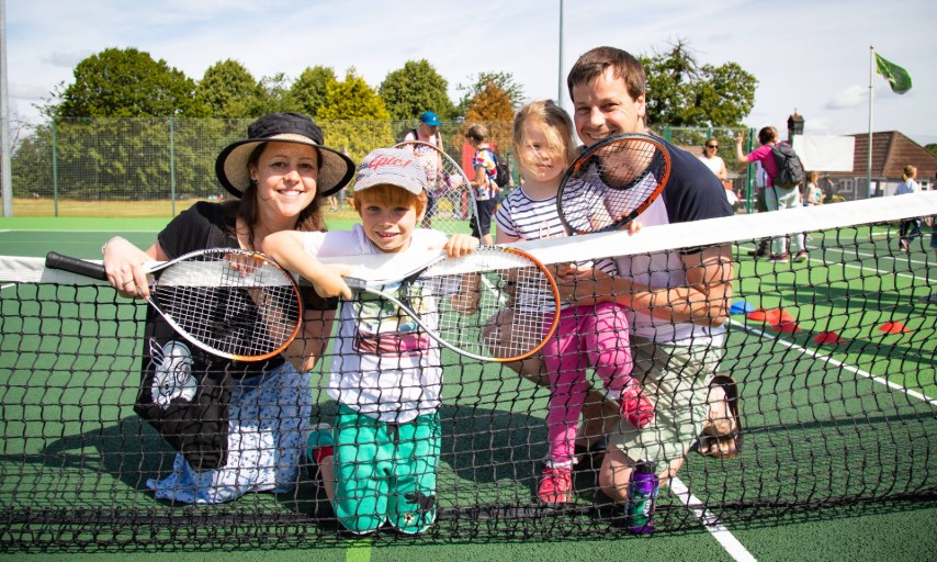 Family at eltham south tennis court