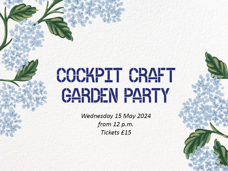 Text: Cockpit Craft Garden Party