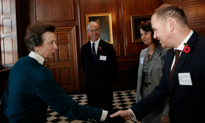 HRH The Princess Royal is greeted by the Leader of the Royal Borough of Greenwich, Cllr Danny Thorpe
