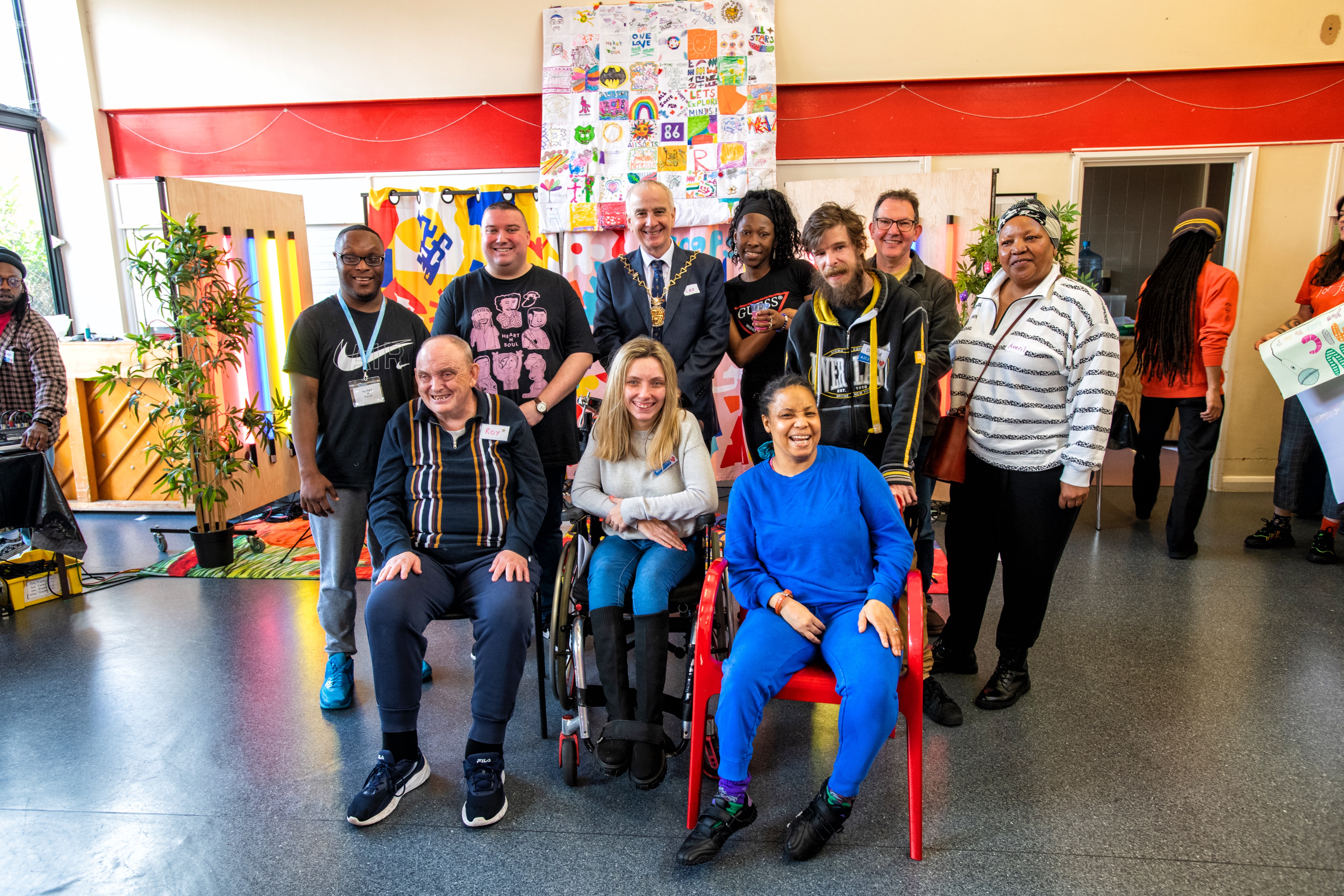 Group of people from Heart N Soul smiling at the camera. Includes Mayor and Cllr Averil Lekau.