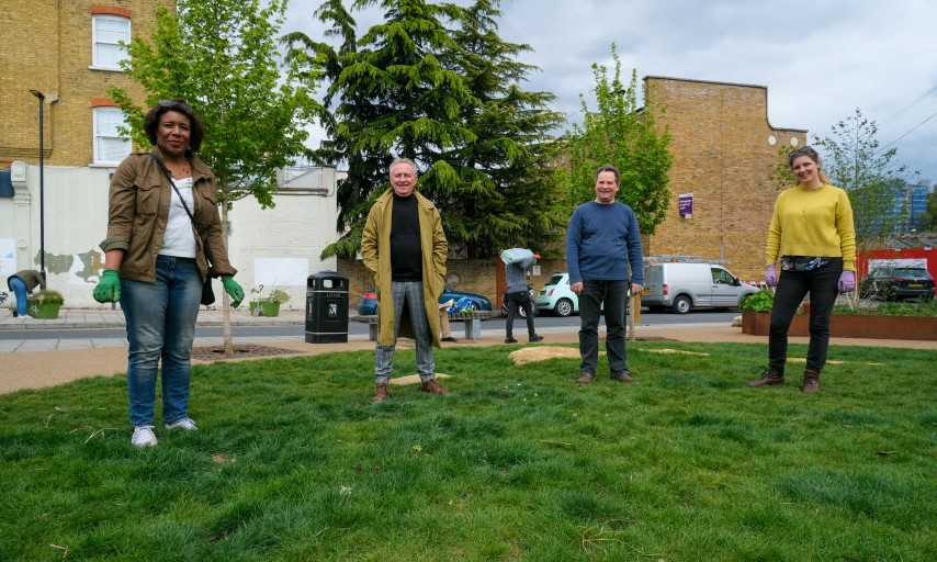 Cllrs pictured at Mell Street Pocket Park planting day