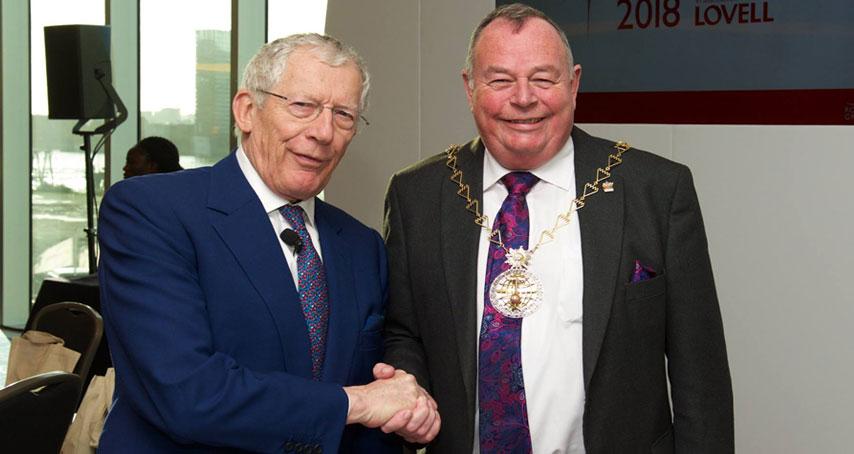 Nick Hewer and Mayor Peter Brooks at the Business Awards