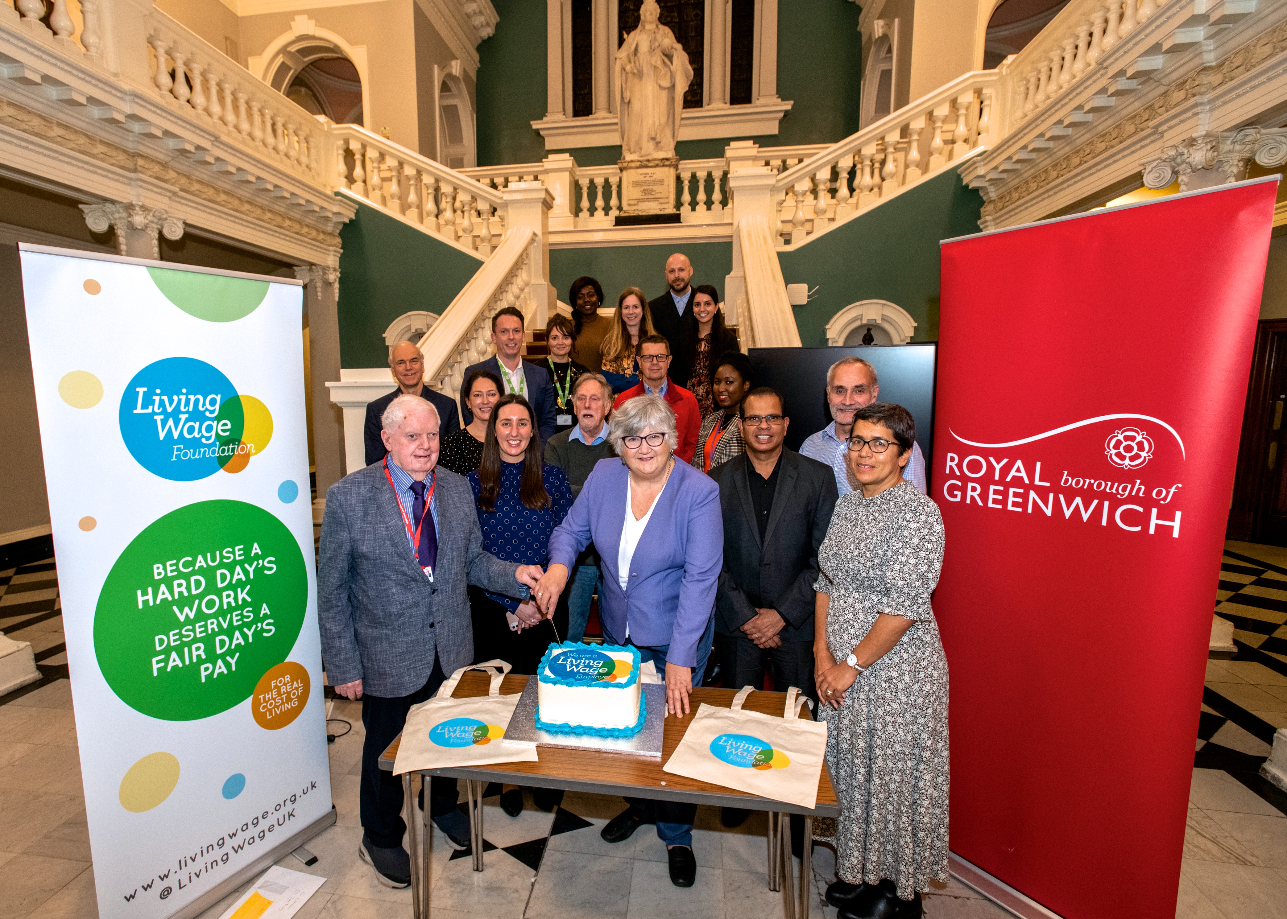 Living Wage Week event with Cllr Hyland and accredited employers at the Town Hall