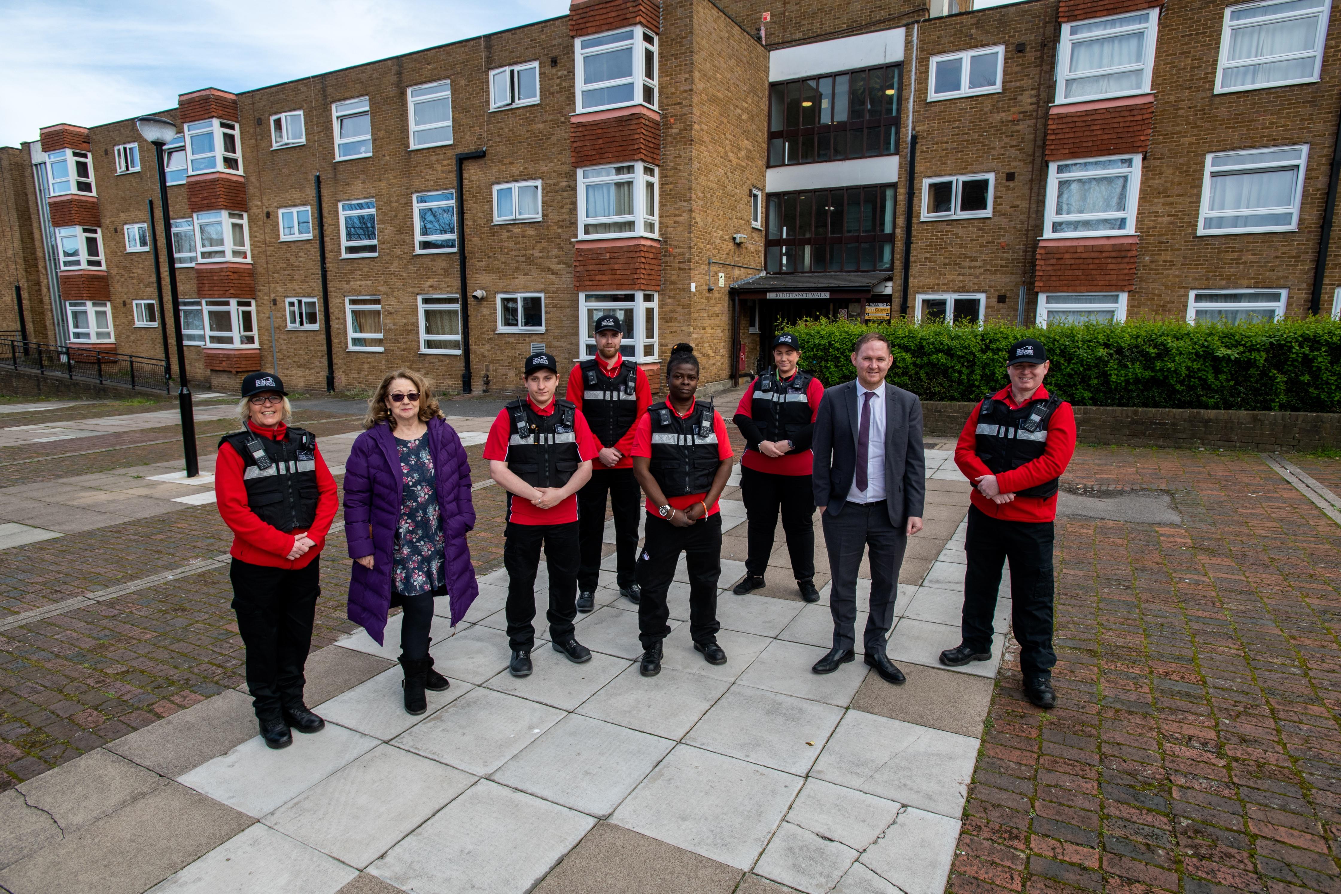 The Safer Estates team with Cllrs Danny Thorpe and Jackie Smith