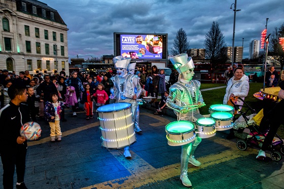 Spark! LED Drummers were a hit with the crowd in General Gordon Square