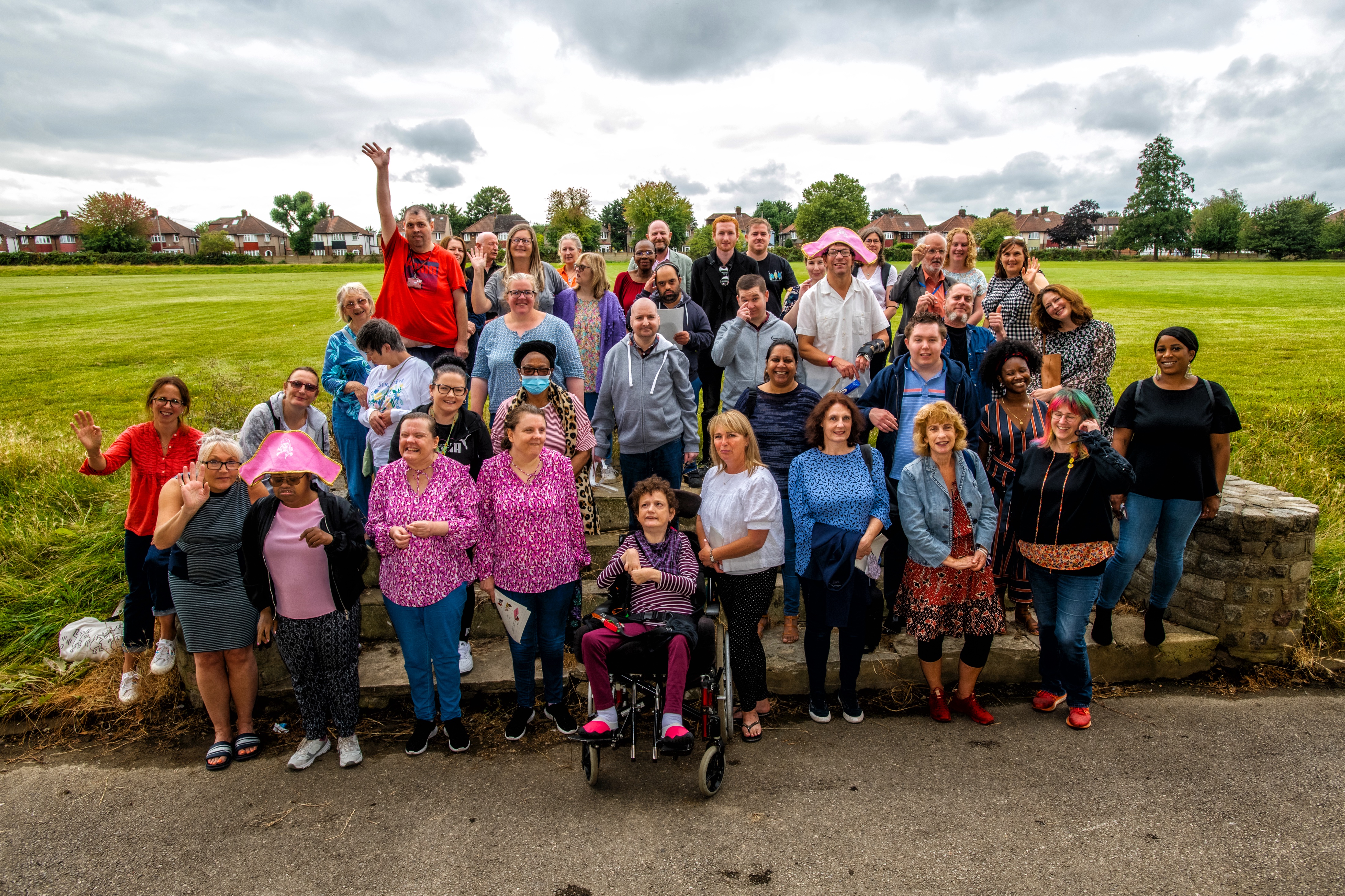 A large group of people attending the event