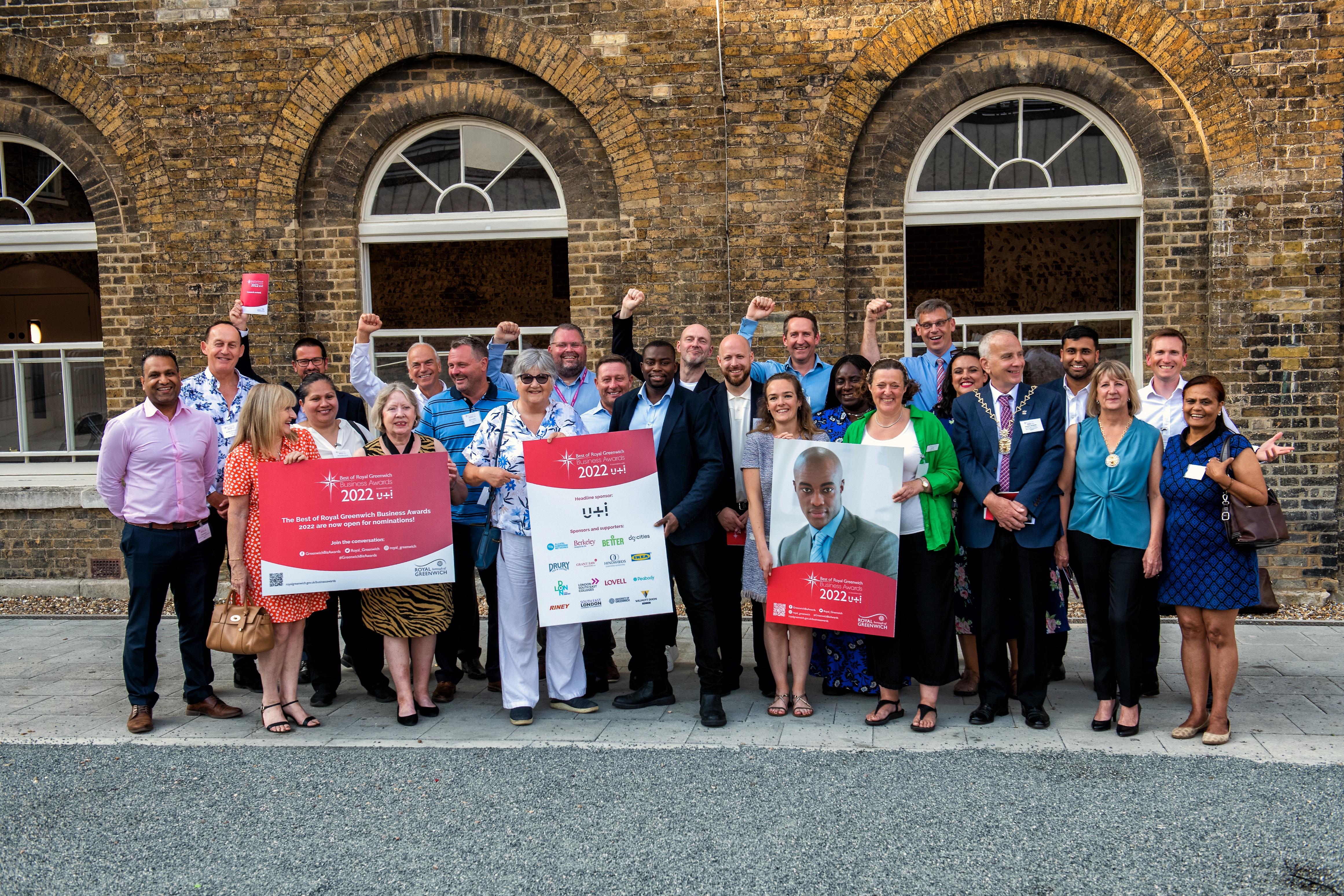 Cllr Anthony Okereke, Cllr Denise Hyland and Mayor Cllr Leo Fletcher with this year's judges, sponsors and supporters at the awards launch