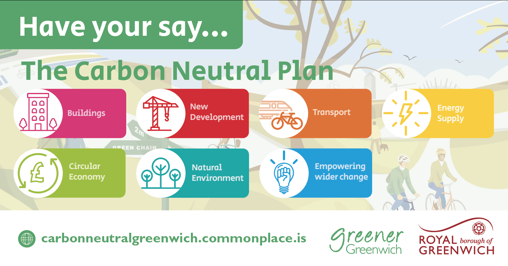 Graphic with text saying Have your say... The Carbon Neutral Plan