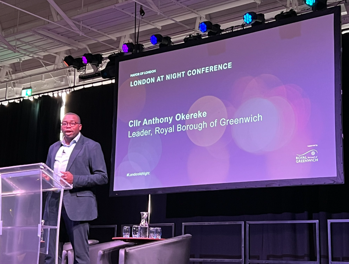 Cllr Okereke gives a speech at London at Night Conference