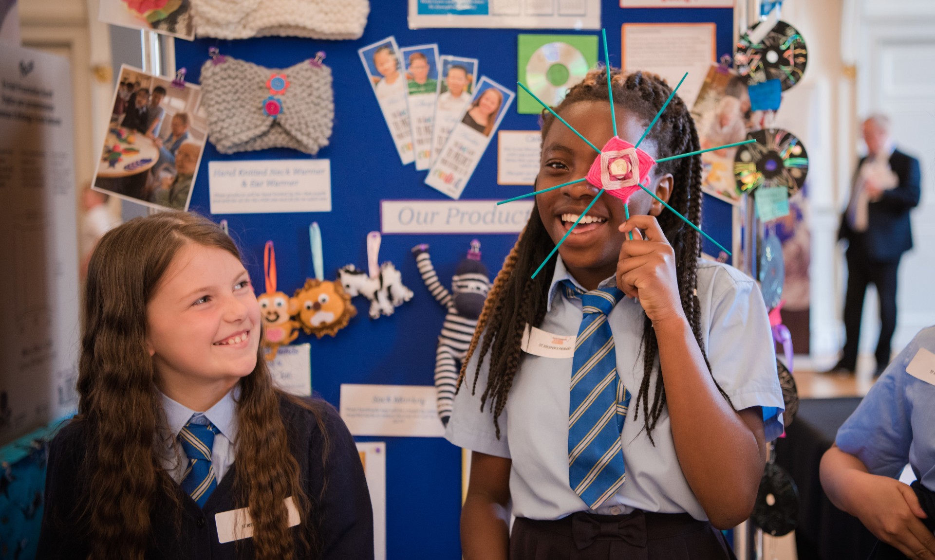 School children with their social academy project