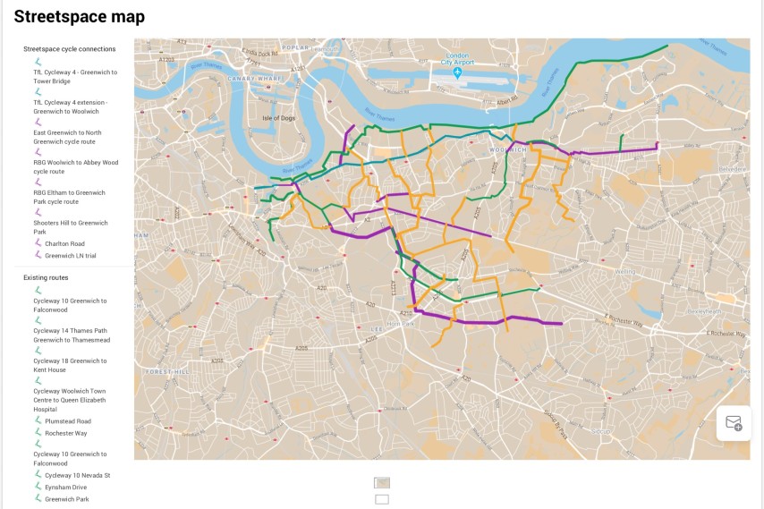 Streetspace Strategic Cycle Routes map