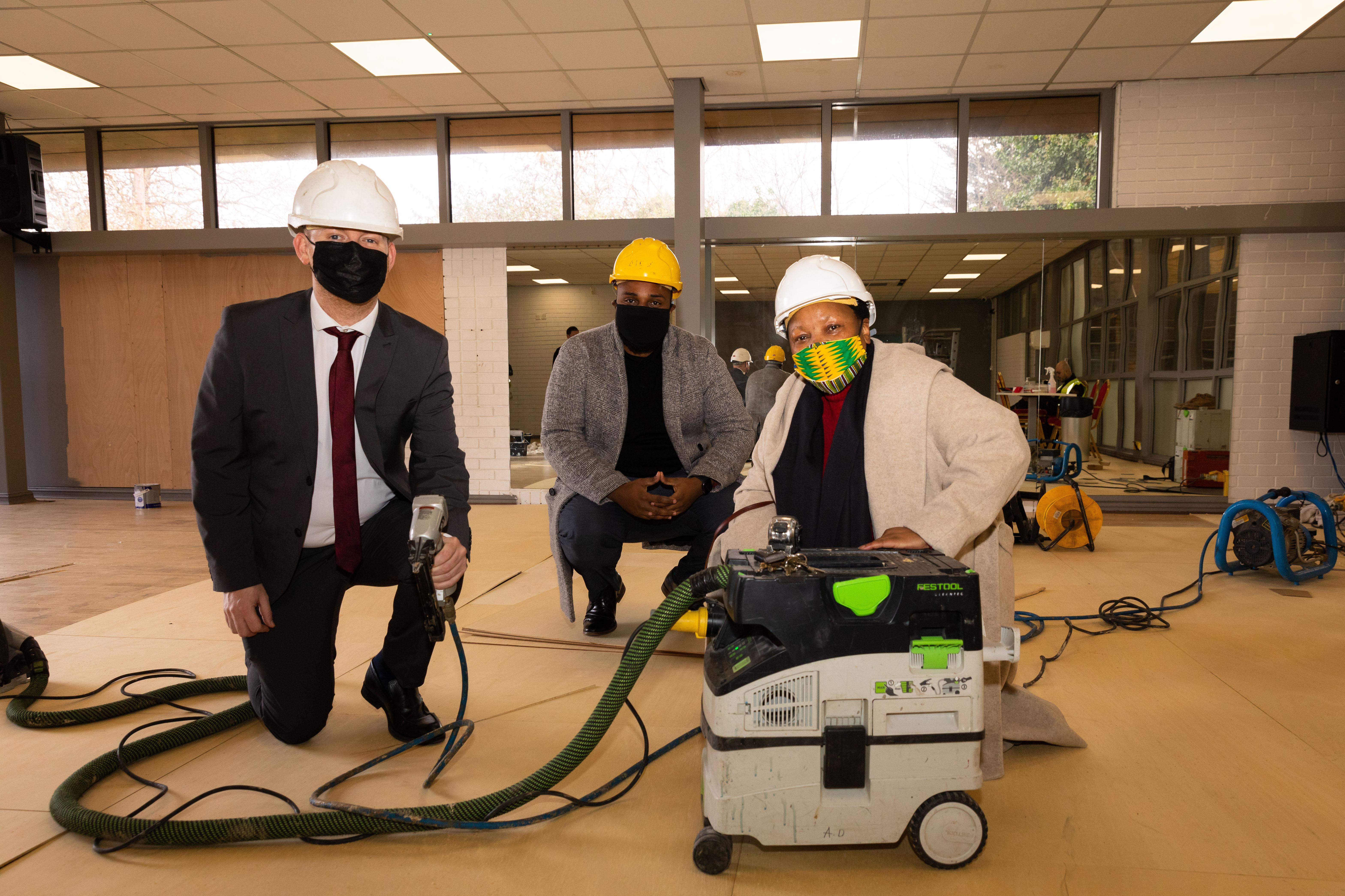 Councillors Danny Thorpe, Adel Khaireh and Averil Lekau visit Thamesmere Leisure Centre