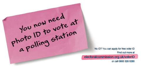 Text: You now need photo ID to vote at a polling station