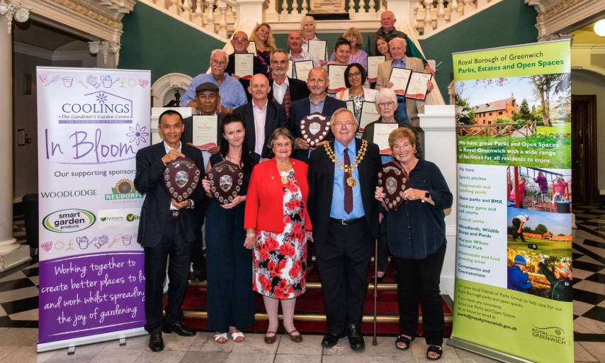 Greenwich in Bloom winners with Greenwich Mayor, Cllr Mick Hayes