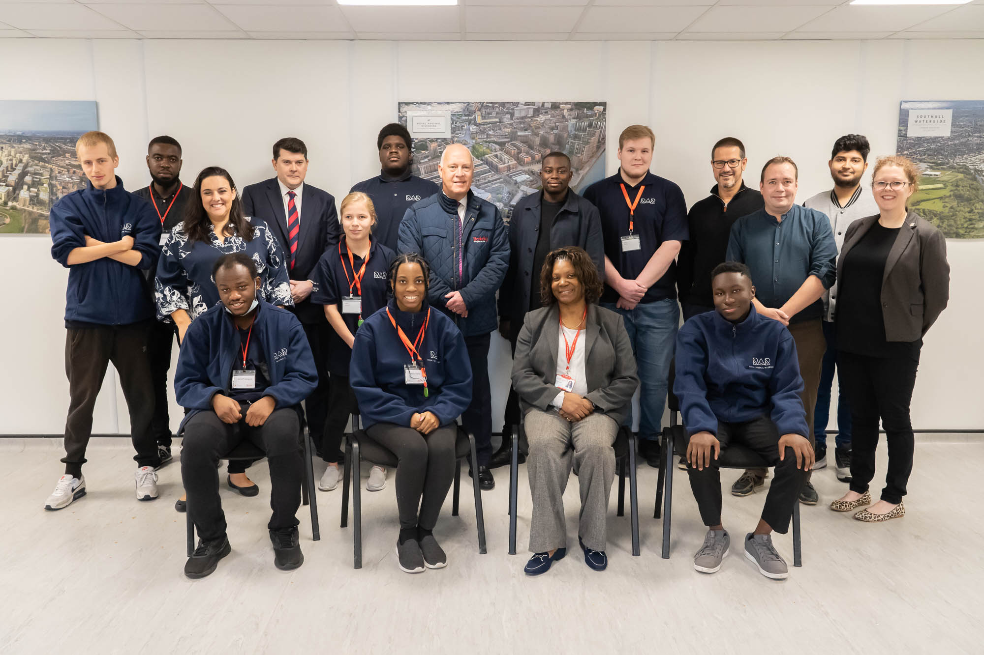 Royal Greenwich Leader, Cllr Anthony Okereke, with students and tutors from Shooters Hill College, DFN Project SEARCH, Unity Works and Berkeley representatives