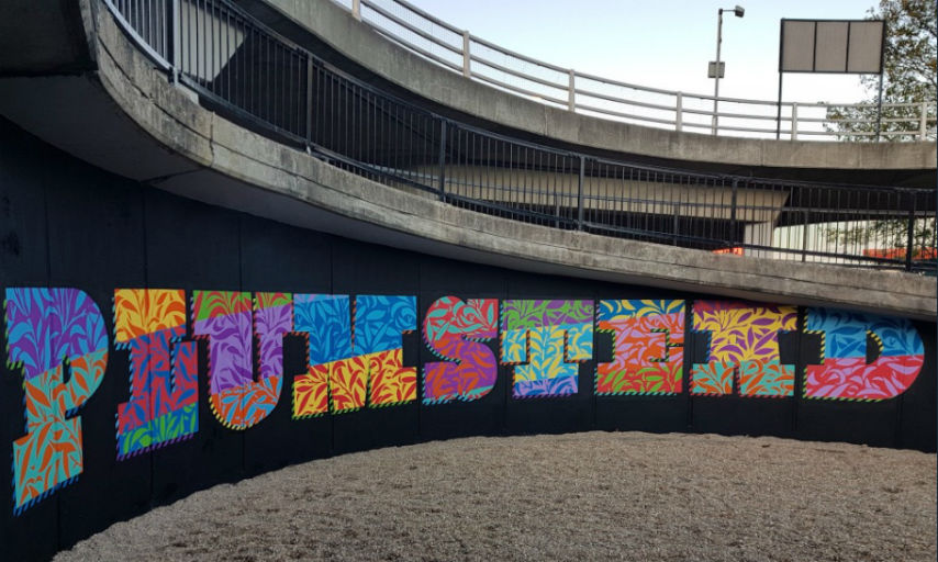 Plumstead mural commissioned by the Royal Borough of Greenwich and painted by Sam Skinner and SLAM of 9thseal, located at Pettman underpass.