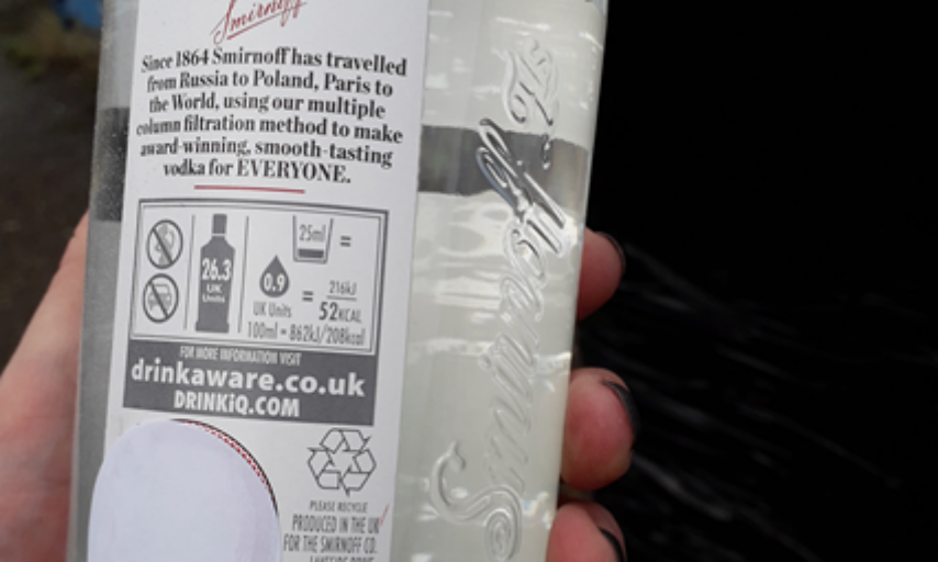 An illegal bottle of Smirnoff vodka, that was seized in Greenwich.