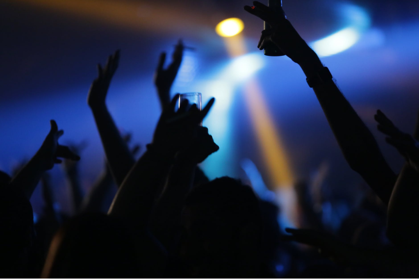 Silhouette of party goers