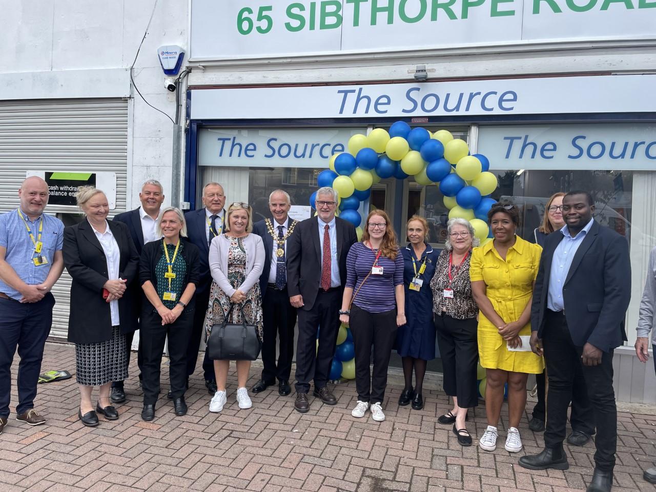 Councillors, the Mayor Clive Efford MP gathered to open The Source