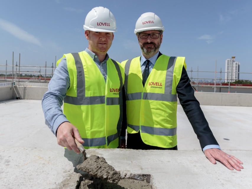 Trinity walk topping out cllr thorpe stuart gibbons