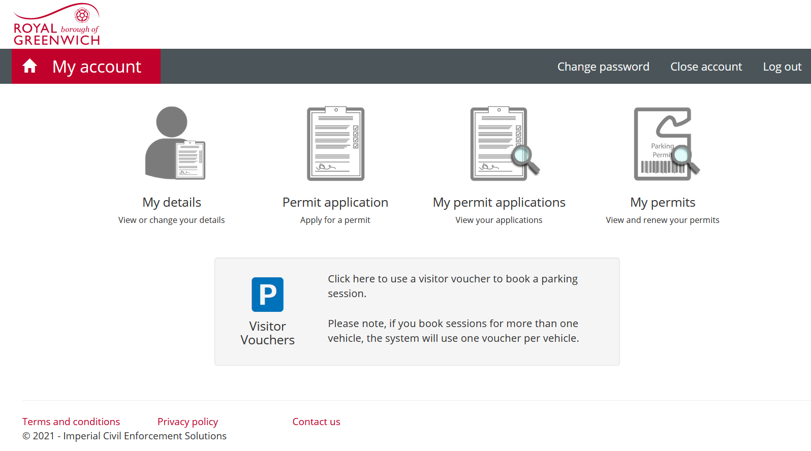 Screenshot to show how to book a visitor parking session