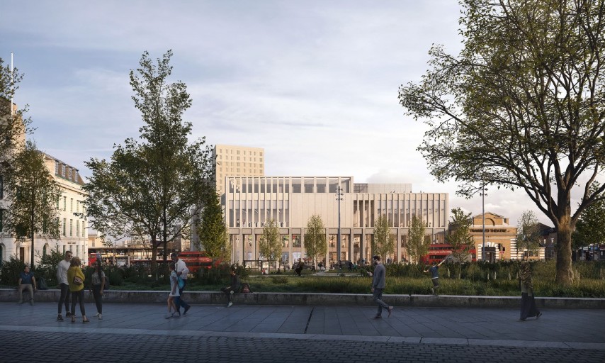 Woolwich leisure centre veiw across general gordon square