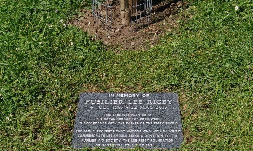 A photo of Lee Rigby's memorial plaque