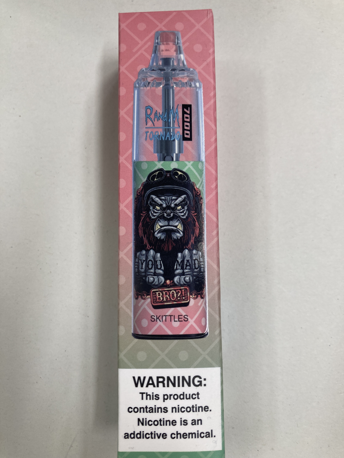 A photo of vape packaging featuring a cartoon gorilla.