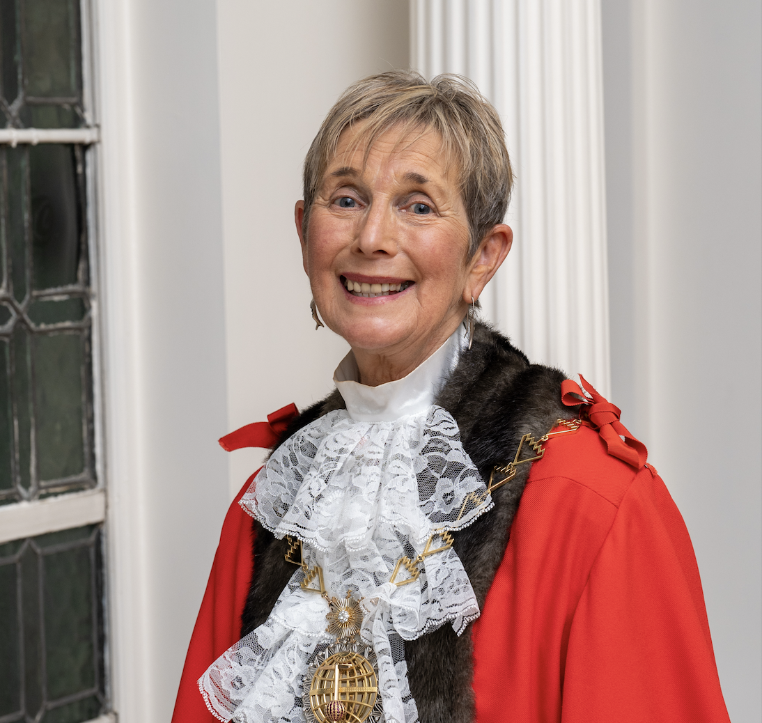 Councillor Linda Bird, Mayor 2025-2026 in her Mayoral Robes