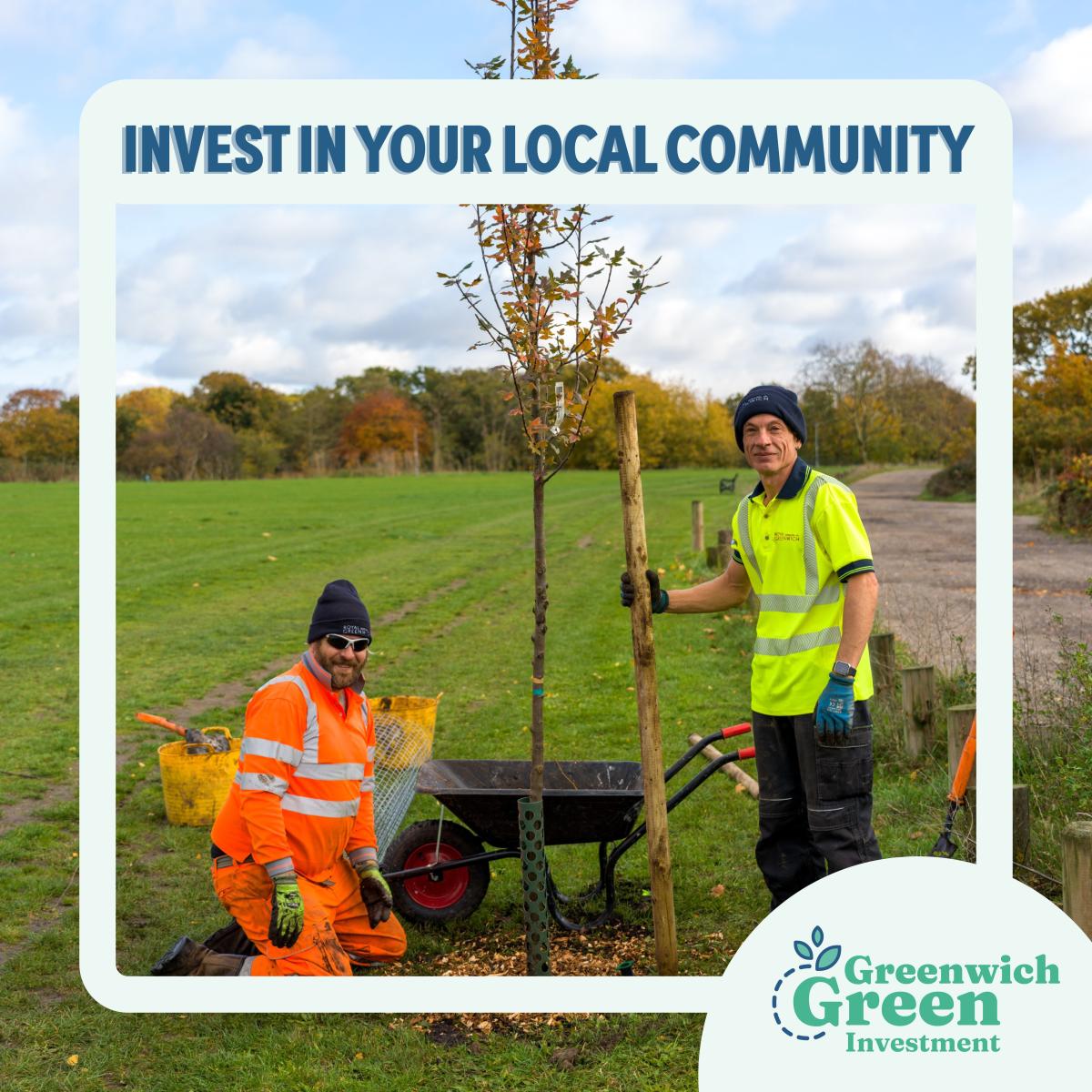 Staff planting a tree in Royal Greenwich.
