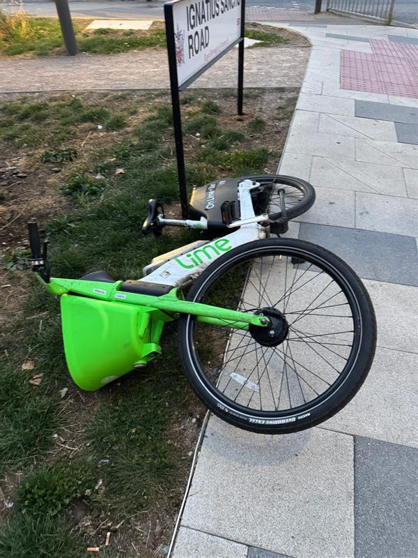 Image showing a dockless bike left on a Greenwich pavement