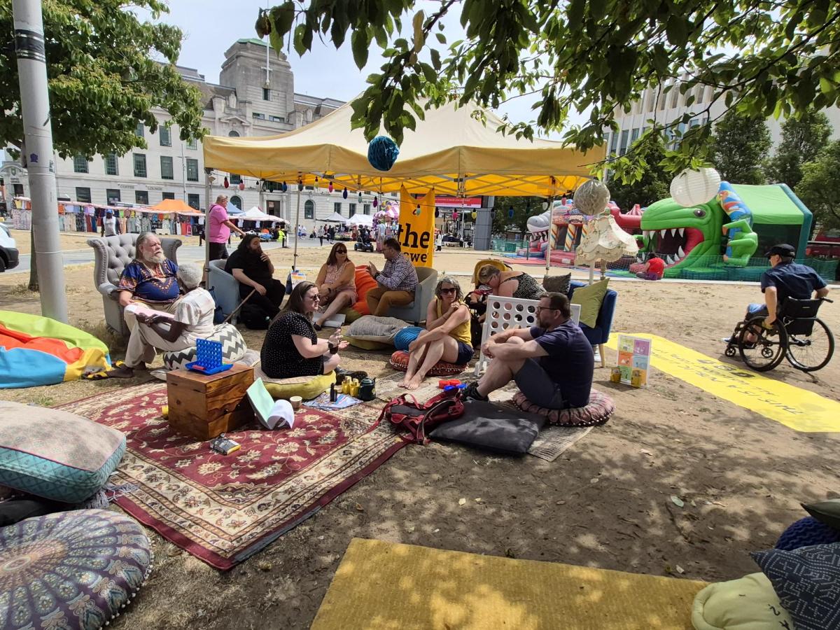 Image showing residents chatting at the public living room event