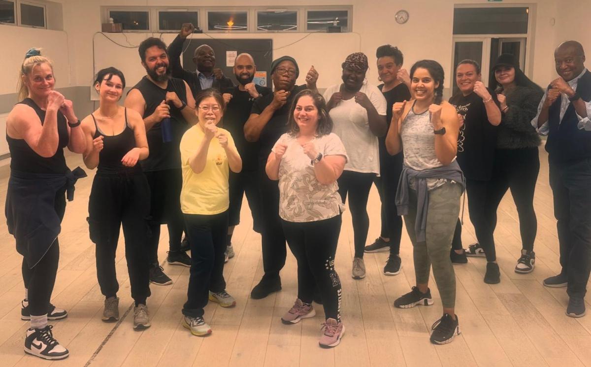 Group of adults at the boxing session 