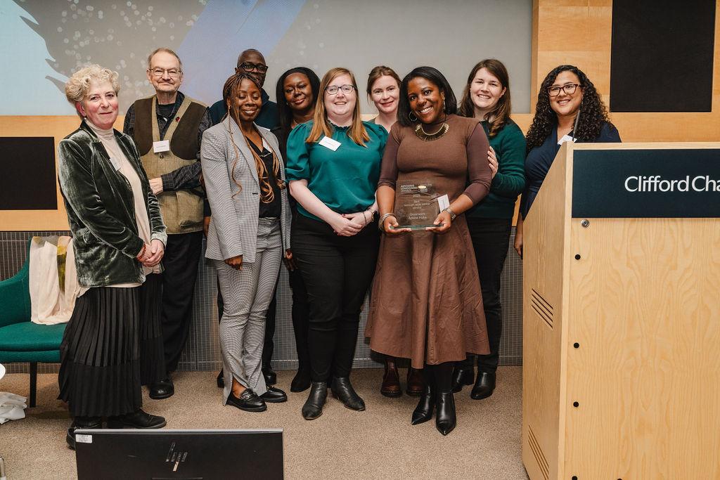 Staff from the Royal Borough of Greenwich picking up their Awards at the Advising Londoners Awards 