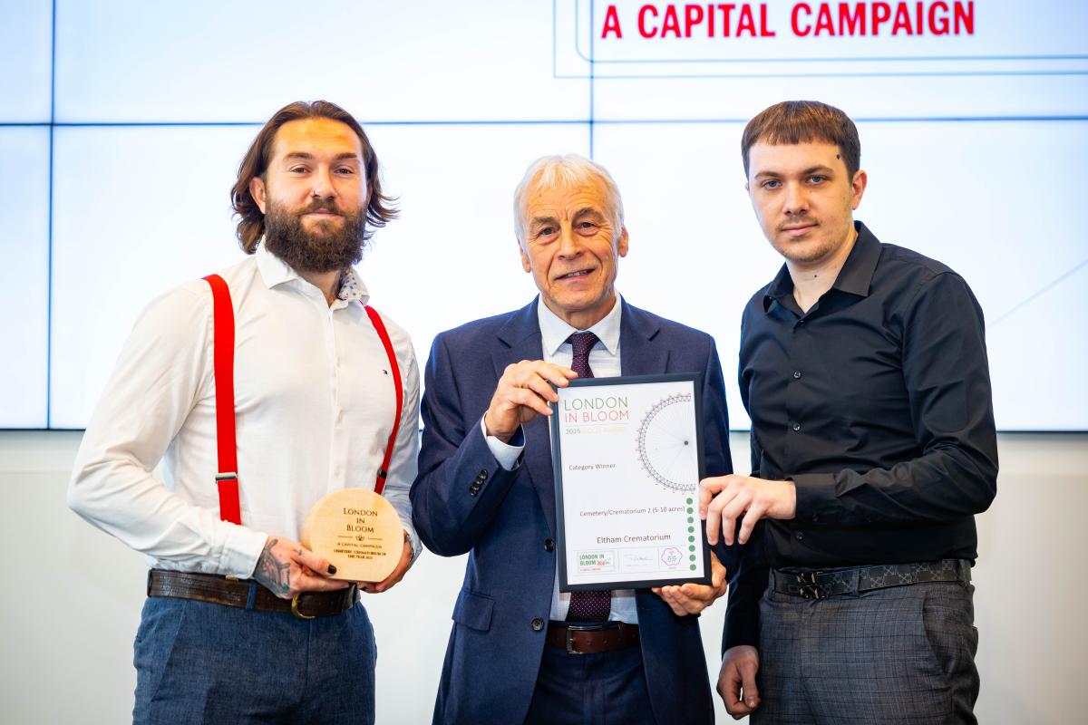 London in Bloom 2025 award presentation with the Royal Borough of Greenwich's park staff