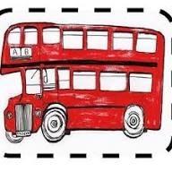 hand drawn image of a red public bus with the number at the front