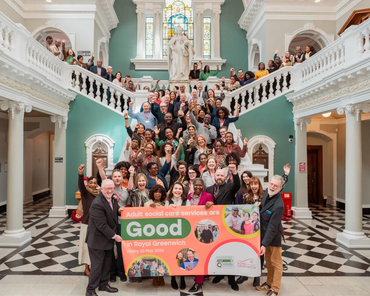 Image of Health and Adult services staff celebrating the 'good' rating