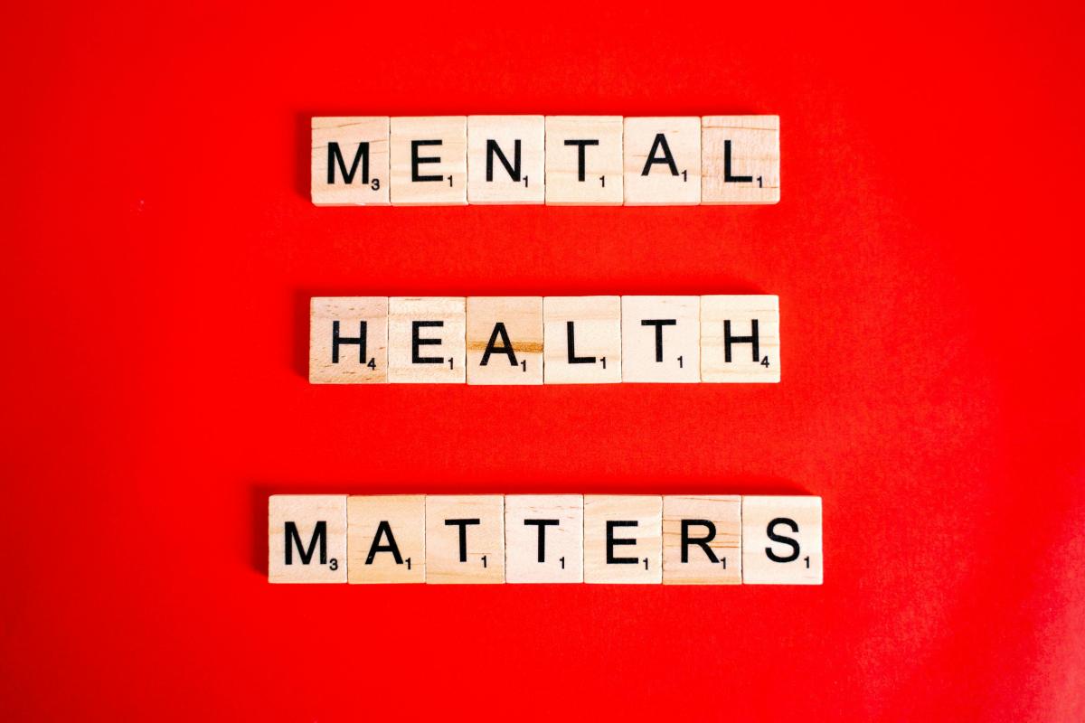 red square with the words mental health matters